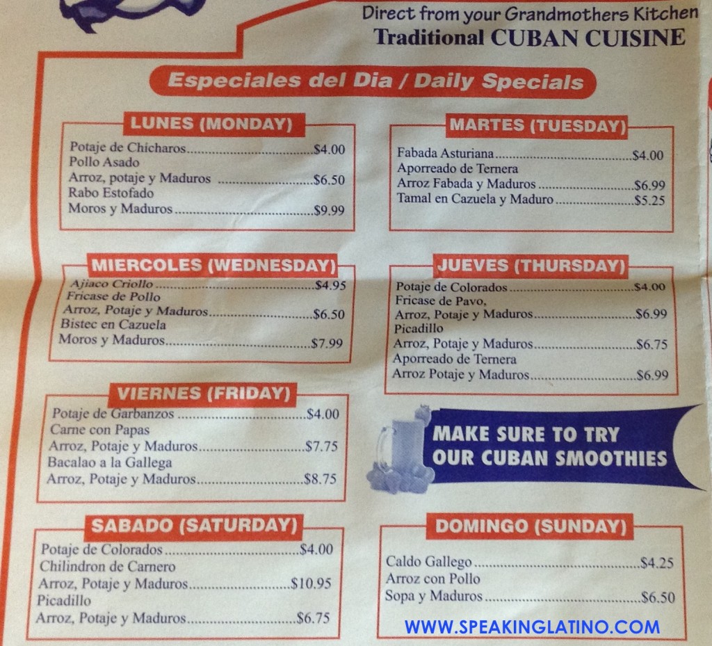 spanish cuban words menu dishes names cuba spain speakinglatino decoding were