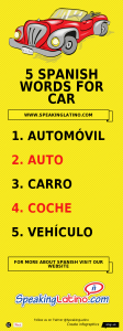 Infographic Spanish Words for Car