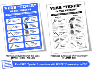 Verb TENER Conjugation Poster and Handout