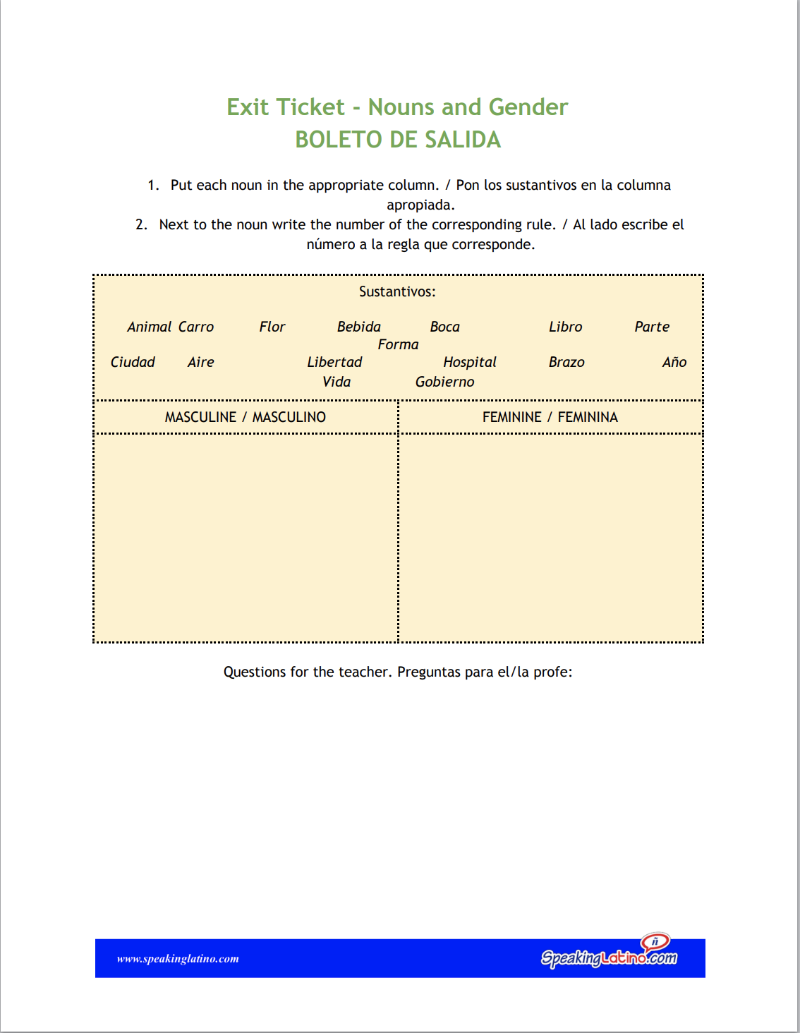 Exit Ticket