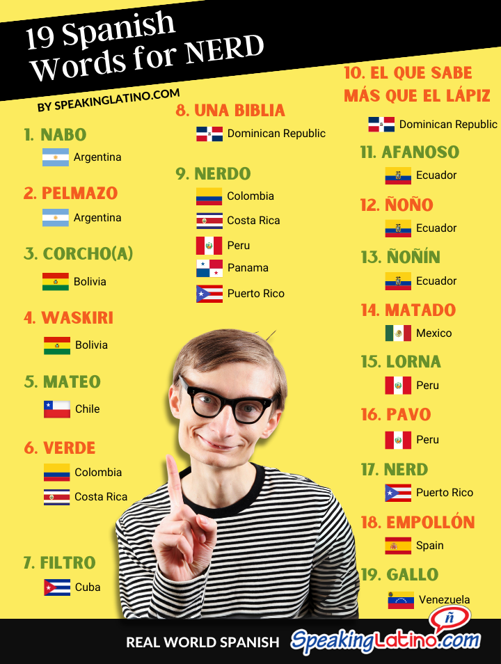 19 Ways to Say NERD in Spanish: Infographic